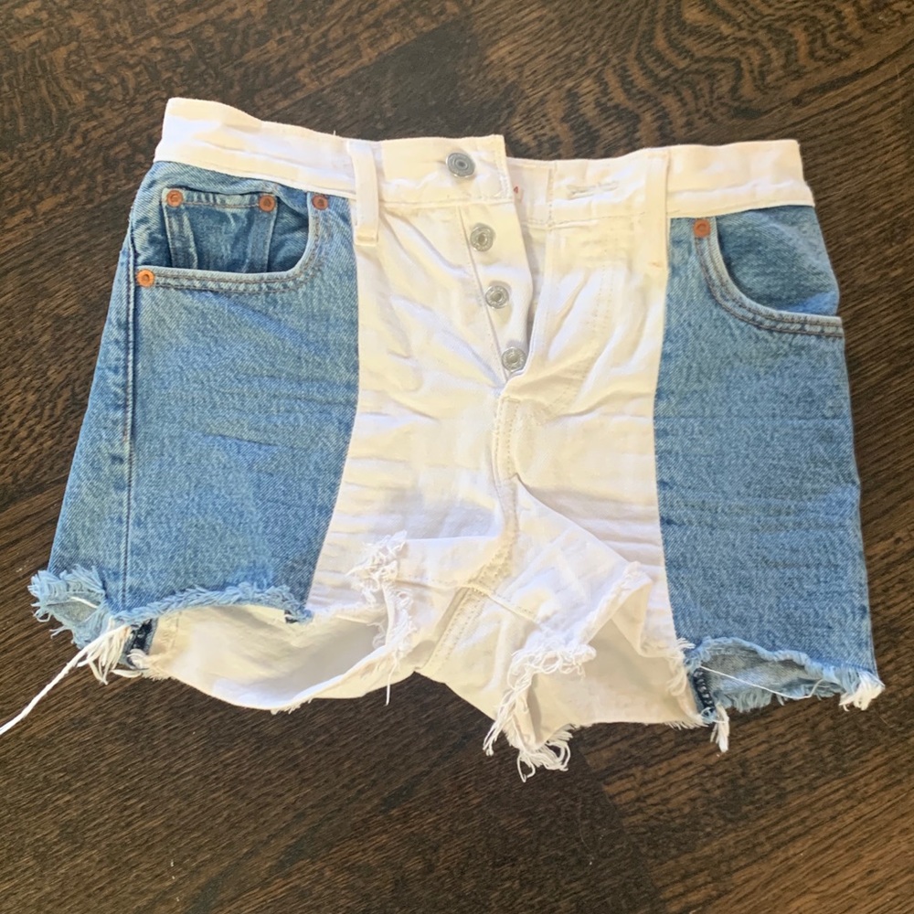 color block Levi shorts